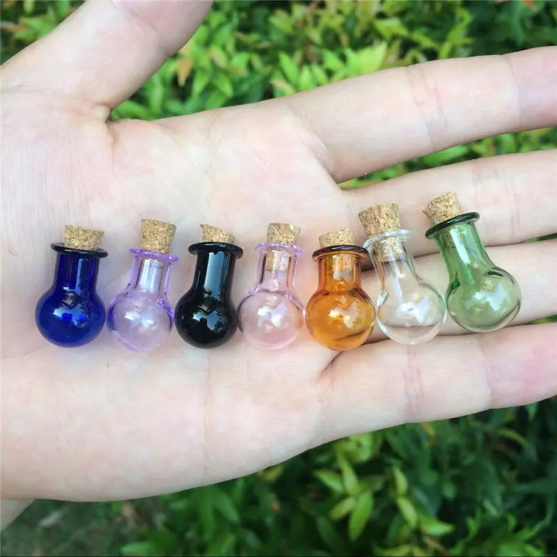 Mini Glass Bottles Charms Round Ball Shape Cute Bottles With Cork