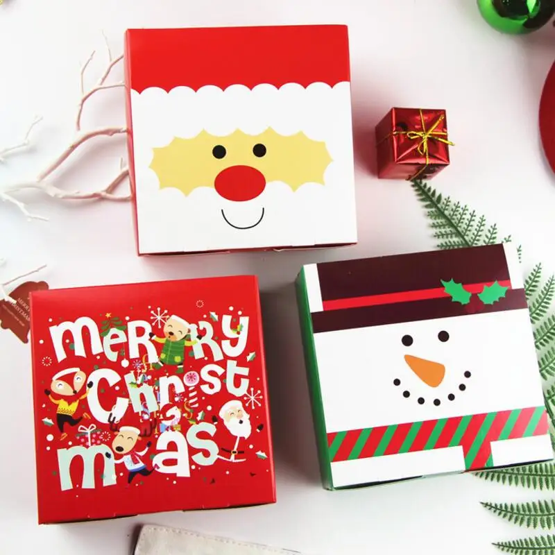 

10pcs/lot Cute Cartoon Gifts Bags Christmas Cookie Biscuits Packaging nut dried fruit paper Bags Birthday Candy box