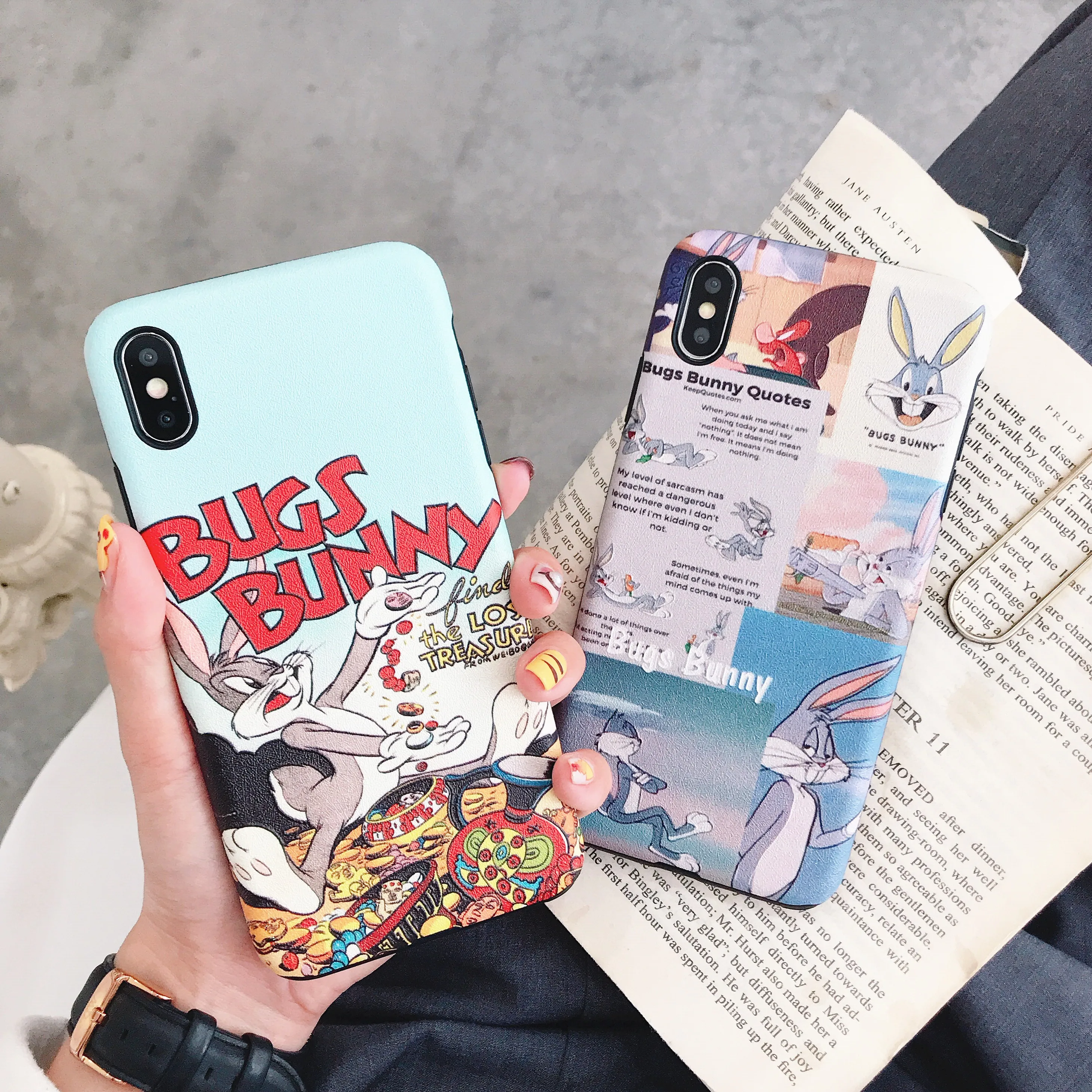

Minimum mobile phone case for HUAWEI P20 30 PRO Navo2s 3 4 Cut Bugs Bunny Pattern Cartoon honor8X case IMD skil print back cover