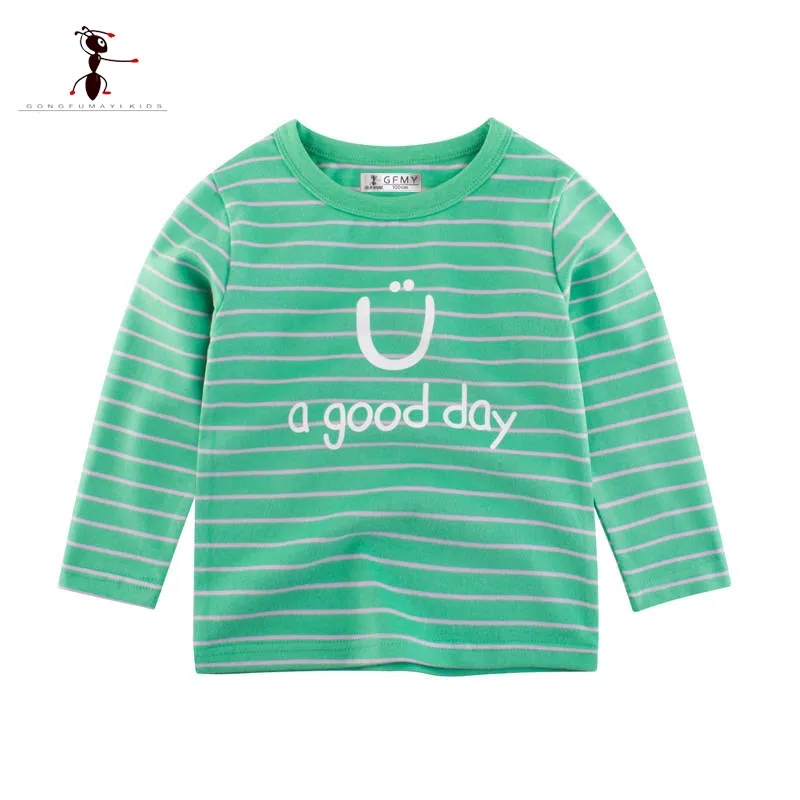 

Kung Fu Ant 2018 Spring Casual Cotton Boys T-shirt Long Slleeve Striped T-Shirt Kids Clothing Letter Fashion Baby Tops Roupas