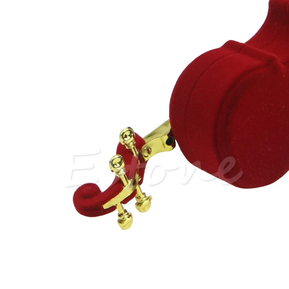 Бархатная скрипка форма кольцо шкатулка серьги ожерелье с подвеской-замочком чехол Подарок
