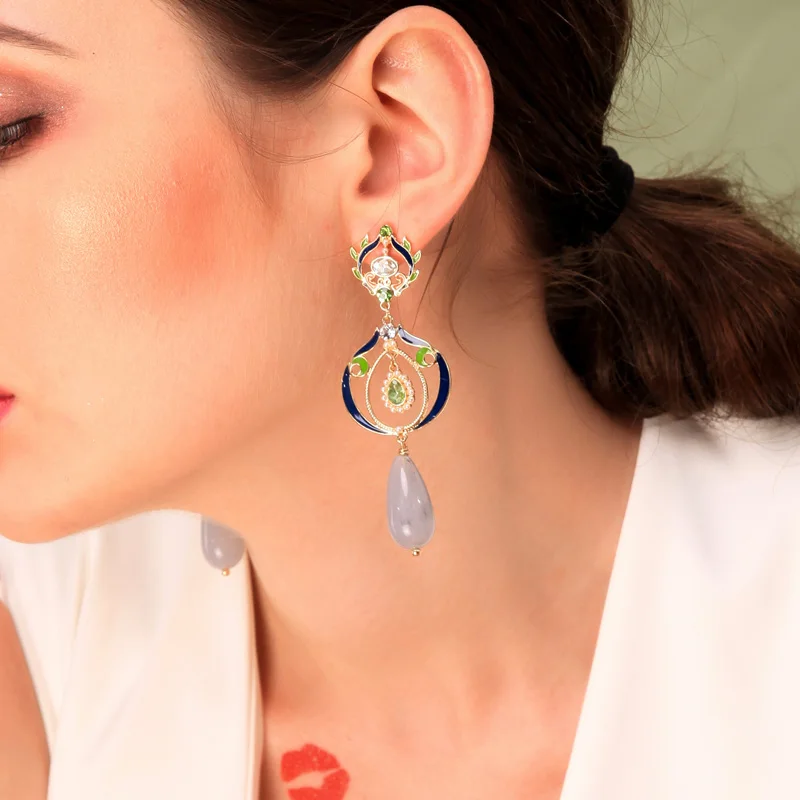 

Joolim Luxury French Flower Pearl Drop Earring Party Earring Design Drop Earring