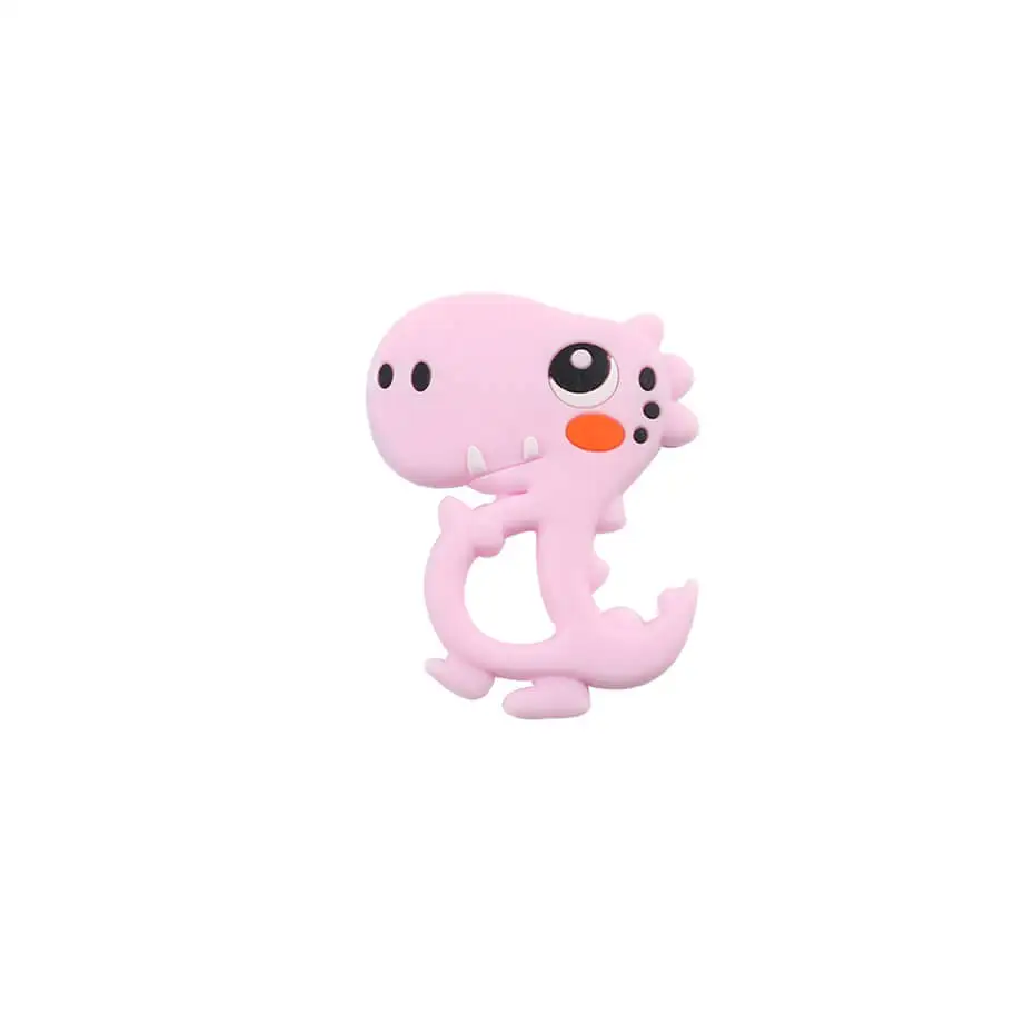Pink Dinosaur Силиконовые Прорезыватели для зубов без бисфенола, миниатюрный стержень, сделай сам, Прорезыватель для зубов, ожерелье, подарок для ребенка, Мультяшные животные, прорезыватель, давайте сделаем 1 шт - Цвет: Pink Dinosaur