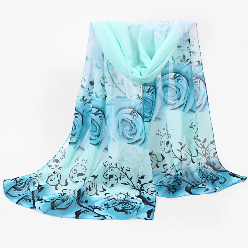 

Chiffon hijab scarf roses scarves prints scarfs for ladies spring silk scarf women 2019 Fashion