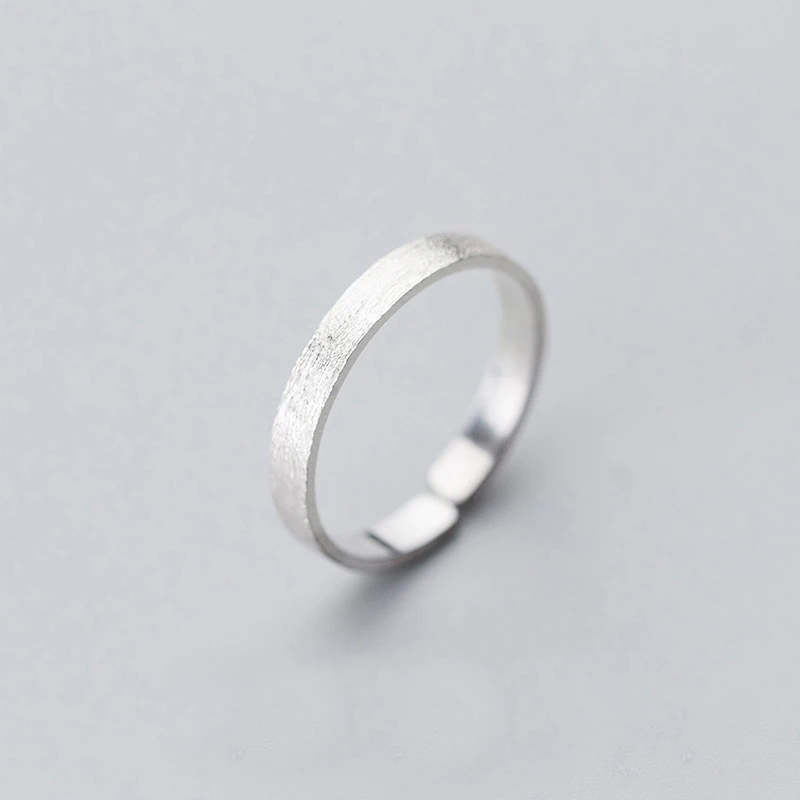 

MloveAcc Autentic 100% 925 Sterling Silver Cuff Ring Brushed Finish Trendy Jewelry for Girls Women