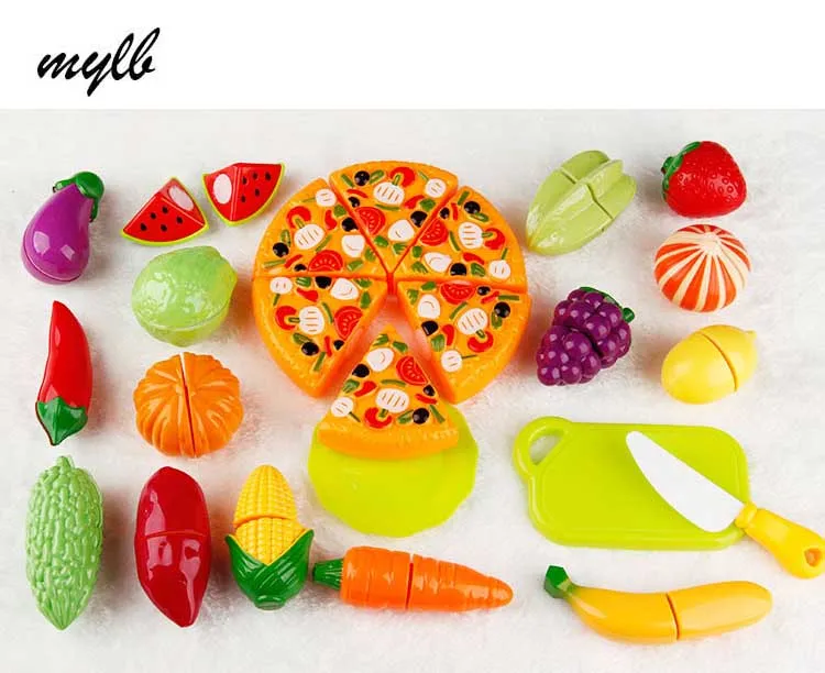 drop shipping 24PCS Colorful Miniature Food Cut Vegetables Toy Olastic Fruit Food Toys For Girls