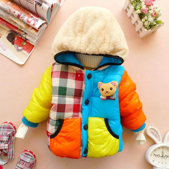 

2017 Winter Brand Baby Boys&Girls Clothes Children's Clothing Kids Thick Wadded Jacket Cartoon Bear Cotton-padded Warm Outwear