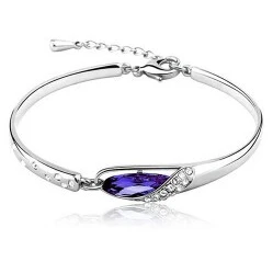 С австрийскими стразами Серебристые покрытием браслет женский ювелирные изделия браслет - Окраска металла: Purple