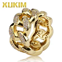Xukim Jewelry Trendy Bling Bling Gold Silver Cuban Link Chain Ring AAA Cubic Zirconia ICed Out Hip Hop Jewelry Rings Gifts Party Xukim Jewelry Trendy Bling Bling Gold Silver Cuban Link Chain Ring AAA Cubic Zirconia ICed Out Hip Hop Jewelry Rings Gifts Party