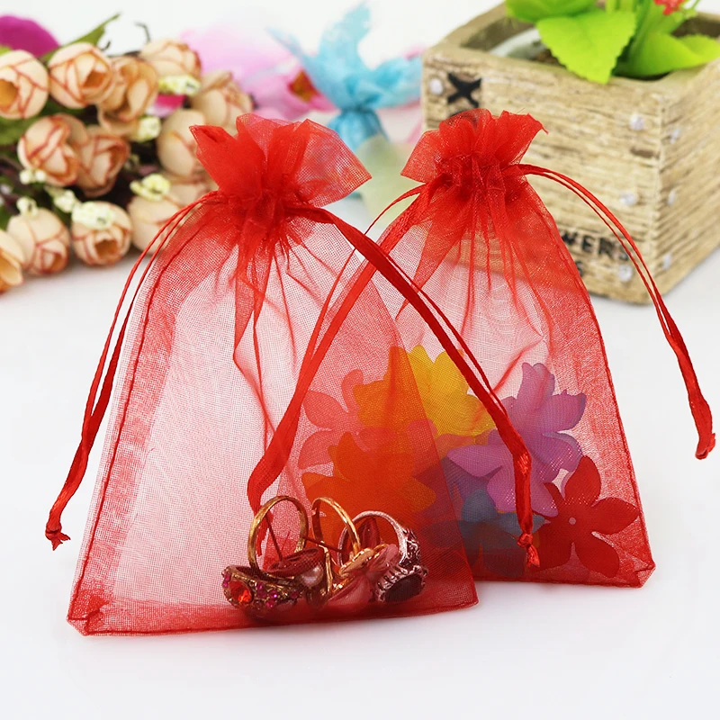 100pcs Jewelry Gift Bags 7x9cm Organza Pouches Wedding Candy 100pcs Jewelry Gift Bags 7x9cm Organza Pouches Wedding Candy Christmas Packaging Nice Colors Pick In Display From