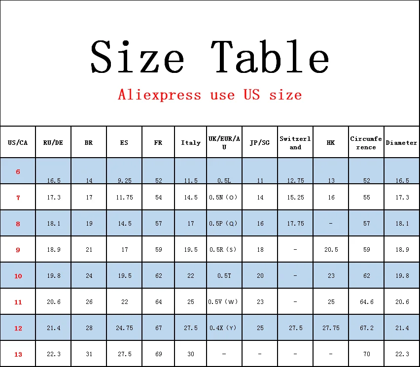 Tabla De Aliexpress Ring Size Chart China Medidas De Anillos En