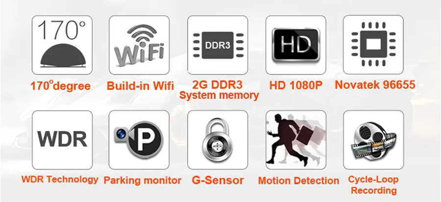 WHEXUNE видеорегистратор для автомобиля, камера Wifi, видеорегистратор FHD 1080P Novatek 96658, sony IMX323, мини видеорегистратор с двумя объективами, 170 градусов, ночное видение