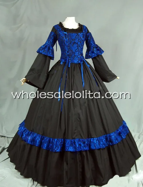 Средневековый стиль ренессанс викторианский корсет платье бальное платье Reaction стимпанк - Цвет: black and blue