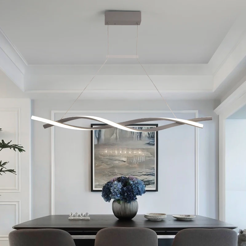  NEO Gleam Matte Black or Grey Minimalist Modern Led Chandelier For Living Room Dining Kitchen Room  - 33004343786
