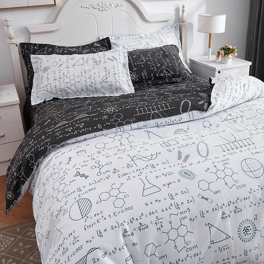 New Invigorative Pattern White Three Piece Polyester Bedding Tribute Cotton Pillowcase Creative Pattern Full Size