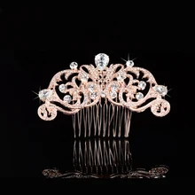 2017 New Arrival Hot Selling Rose Gold Rhinestones Crystals Flower Leaf Wedding Hair Comb Bridal Hair