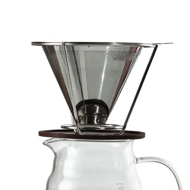 Stainless Steel Coffee Filter Dripper Pour Over Coffee Maker Drip Reusable Paperless Coffee Filter Basket Holder Coffee Tools (10)