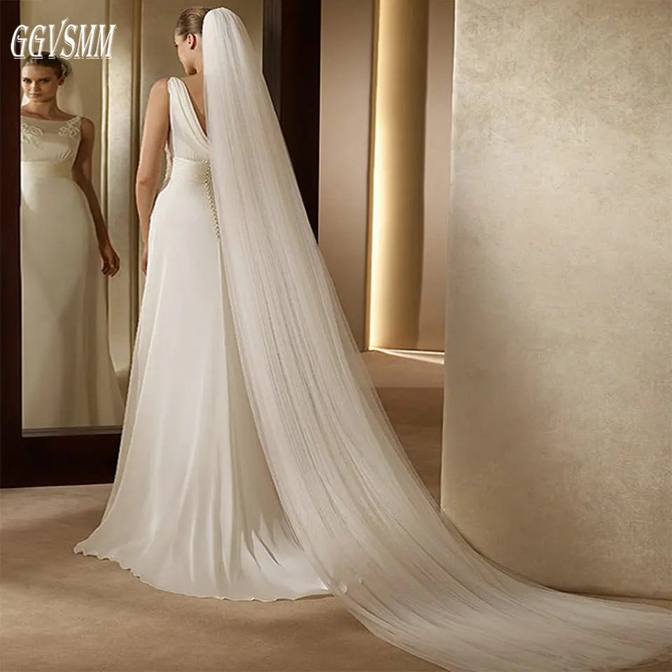 

Luxury White Wedding Veil royal train Tulle Ivory cathedral Bridal Veil 2019 Cheap Bride Accessories 300cm Women Veils With Comb