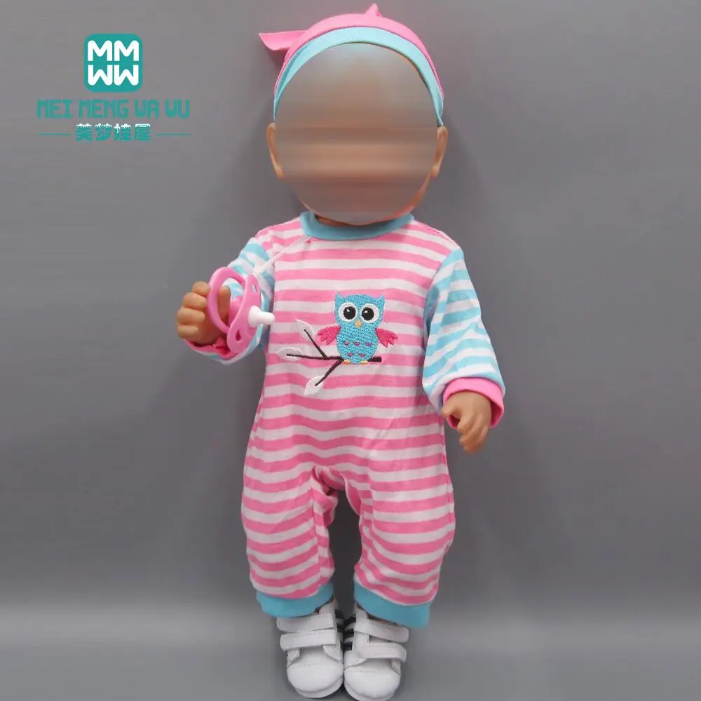 

Doll Accessories for 43cm-45cm new born doll Striped casual suit hat