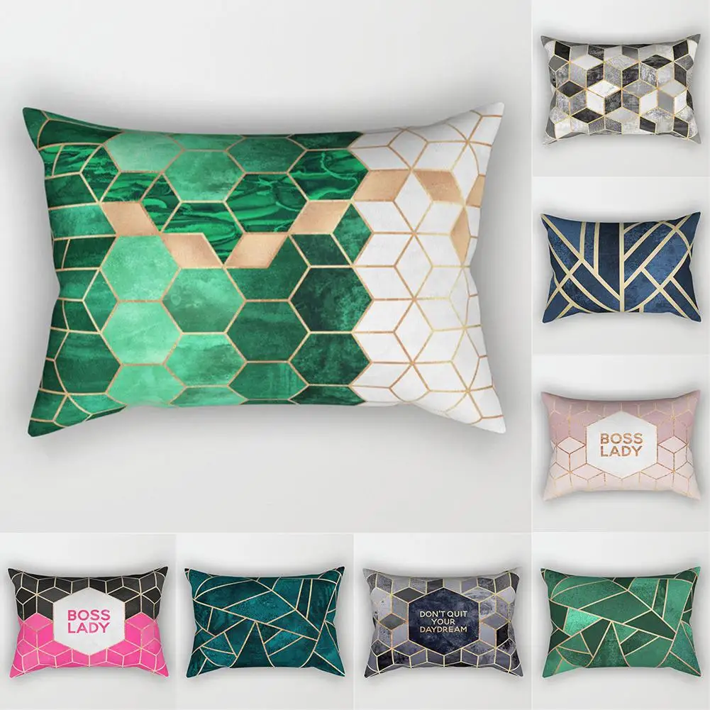 45*45cm Rectangle Geometric Cube Throw Pillow Case Cushion Cover Sofa