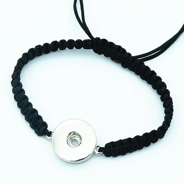 Модные 11 цветов ручные веревочные браслеты 18 см Регулируемые подходят 18 мм кнопки SE0147 - Окраска металла: black