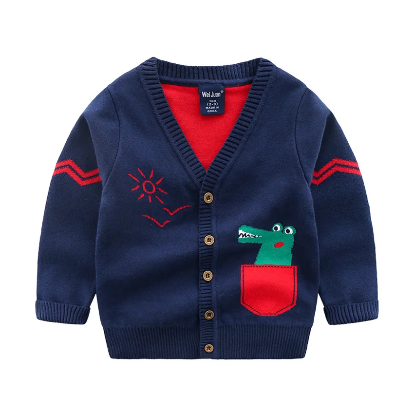 Benemaker/вязаные свитера; кардиган для мальчиков; Осенняя теплая детская школьная одежда; куртки с героями мультфильмов для маленьких детей; повседневные пальто; JH144 - Цвет: Navy Blue
