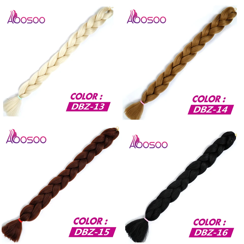 AOOSOO fashion Jumbo Braid Hair Crotchet Braids Pure Color Hair Expression Braiding Hair 82inch headwear