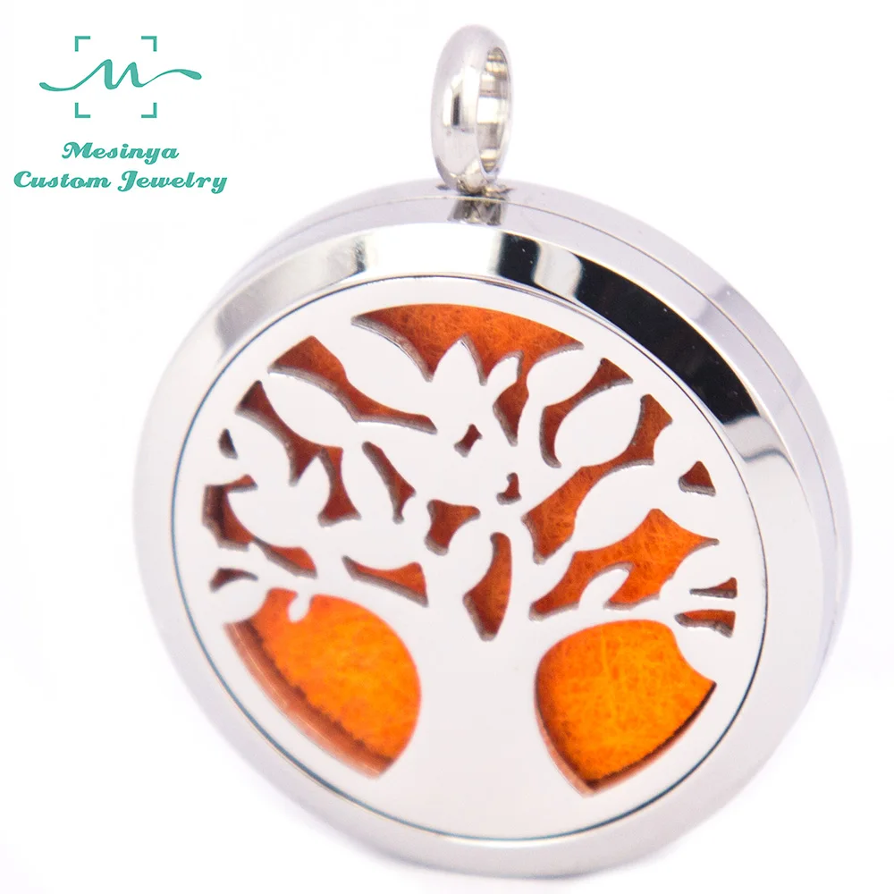 

10pcs mesinya new tree of life III (30mm) Aromatherapy / Essential Oils surgical S.Steel Diffuser pendant Locket Necklace