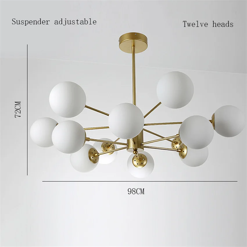 Скандинавский светодиодный подвесной светильник современная гостиная ресторан подвесные светильники для спальни домашняя комнатная Подвесная лампа Кухонные светильники - Цвет корпуса: Gold 12 heads