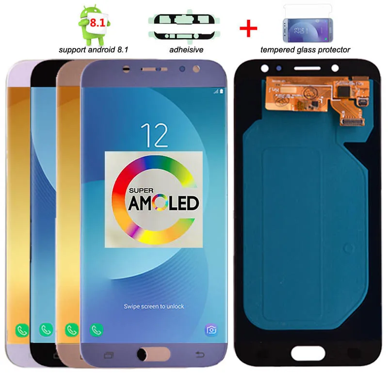 Baratos Original Super Amoled pantalla LCD para Samsung Galaxy J7 Pro 2017 J730 J730F pantalla LCD y montaje de digitalizador con pantalla táctil