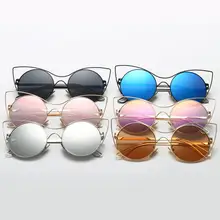Модные зеркальные Плоские линзы кошачий глаз солнцезащитные очки классический бренд дизайнерская оправа солнцезащитные очки для женщин