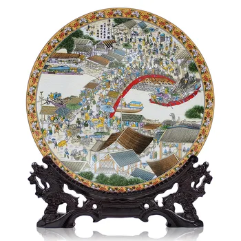 

35 cm Fencai painting decorative ceramic plate hanging plate decoration decoration room decoration faceplate