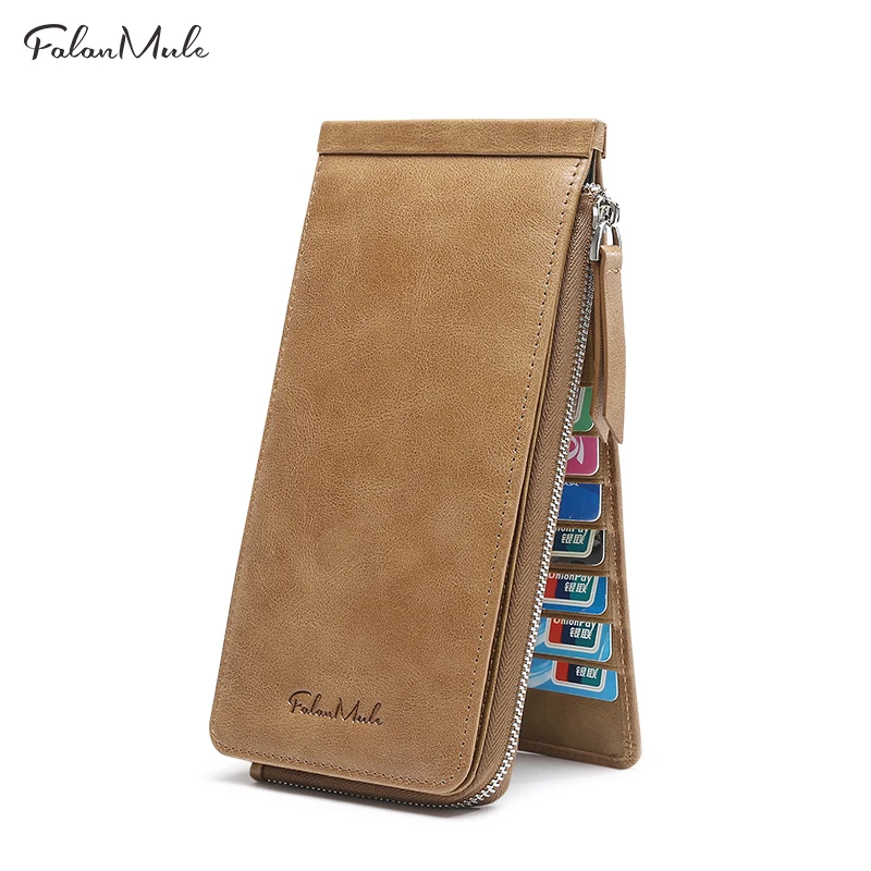 

2018 FALAN MULE Purse Men Wallets Long Men Purse Wallet Male Clutch Genuine Leather Wallet Men Business Male Wallet Coin Purse