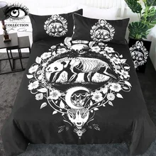 Набор постельного белья Panda Black by Pixie Cold Art с цветочным рисунком, пододеяльник, скелет животного, постельное белье, домашний текстиль, размер King, 3 шт