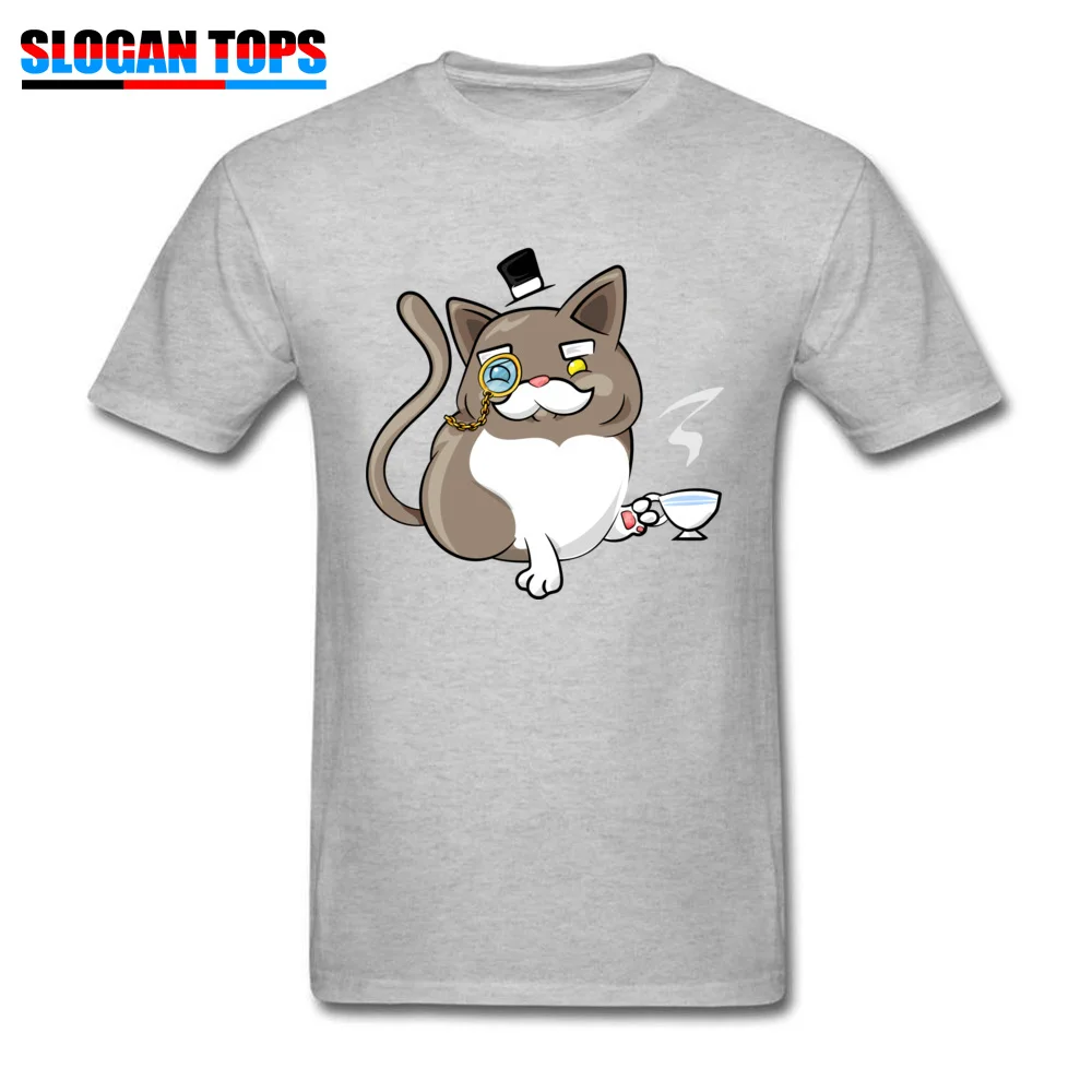 Party Fancy Cat Crewneck T Shirt Summer Fall T Shirt Short Sleeve for Men 2018 Fashion 100% Cotton Camisa T-shirts Fancy Cat grey