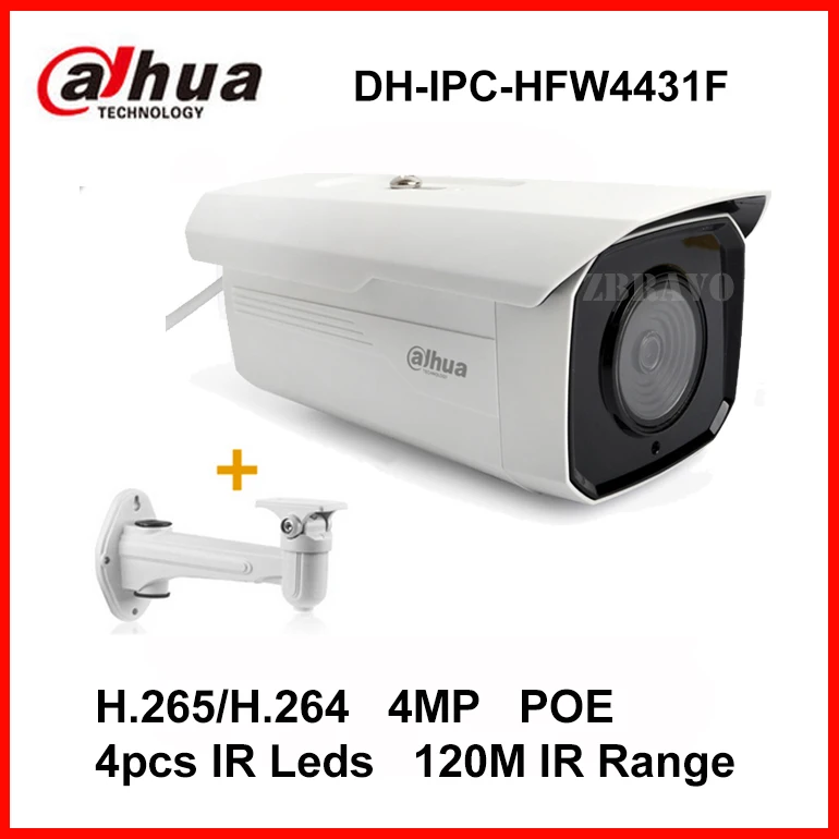 

Dahua Network Camera H.265 4MP IPC-HFW4431F 120M Night Vision EXIR Bullet IP Camera with POE IP67 DH-IPC-HFW4431F with bracket