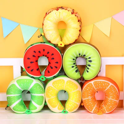 

Direct selling cute cartoon U pillow neck foam particle plush toys, fruit animation series neck pillow, protect neck, various