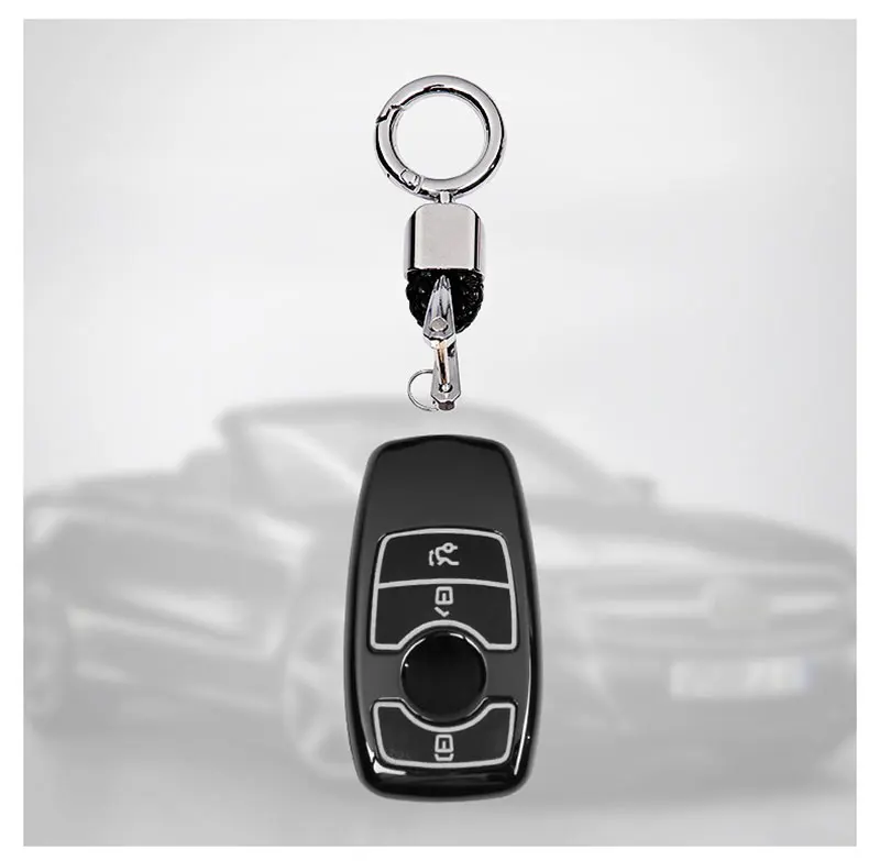 Световой цинковый сплав+ кожаный чехол ключевую для автомобиля Mercedes Benz AMG E класса W213 брелок кольцо покрытие автомобиля стиль аксессуары
