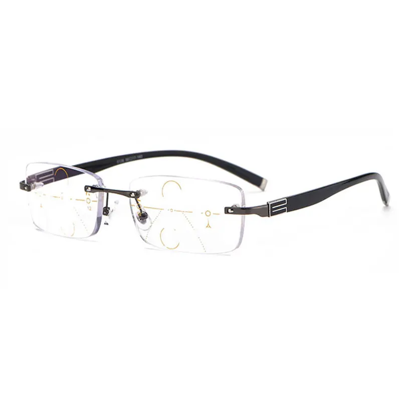 Прогрессивные многофокусные очки для чтения, солнцезащитные очки для мужчин, очки для дальнозоркости, дальнозоркости - Цвет оправы: Серый