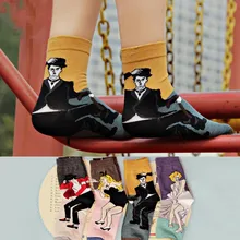 1 пара, Лидер продаж, женские хлопковые носки с рисунками из мультфильмов, новые хлопковые носки с абстрактным рисунком Монро Джексона Чаплина кролика