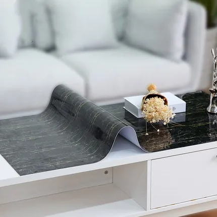  New Arrive sale Black and White Marble PVC Waterproof Table cloth Rectangular Thickn1.0MM Tableclot