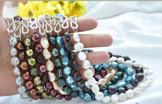 

HOT SELL - P4515 wholesale 17" 13mm baroque multicolor freshwater pearl necklace 9PCS ^^^@^Noble style Natural Fine jewe F -Top