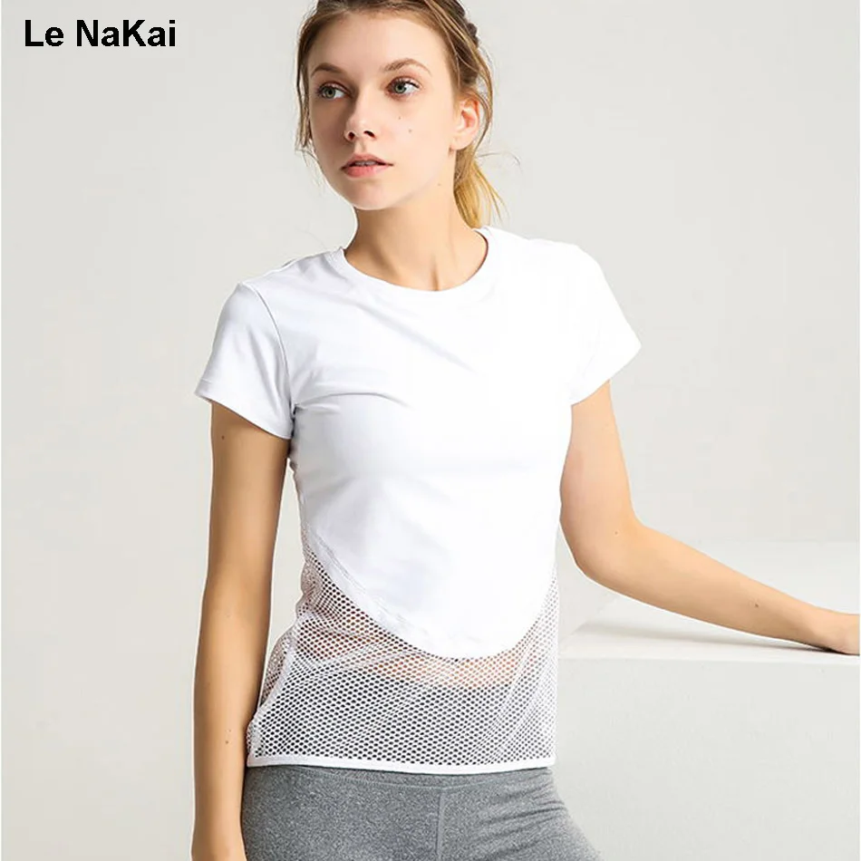 Short Sleeve Workout Tee Yoga Top Fitness Women Mesh Yoga