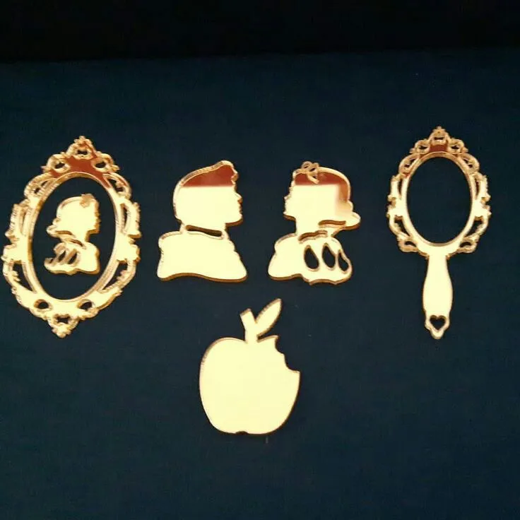 

30pcs Custom Made Gold Acrylic Snow White Eaten Apple Mirror for a Party