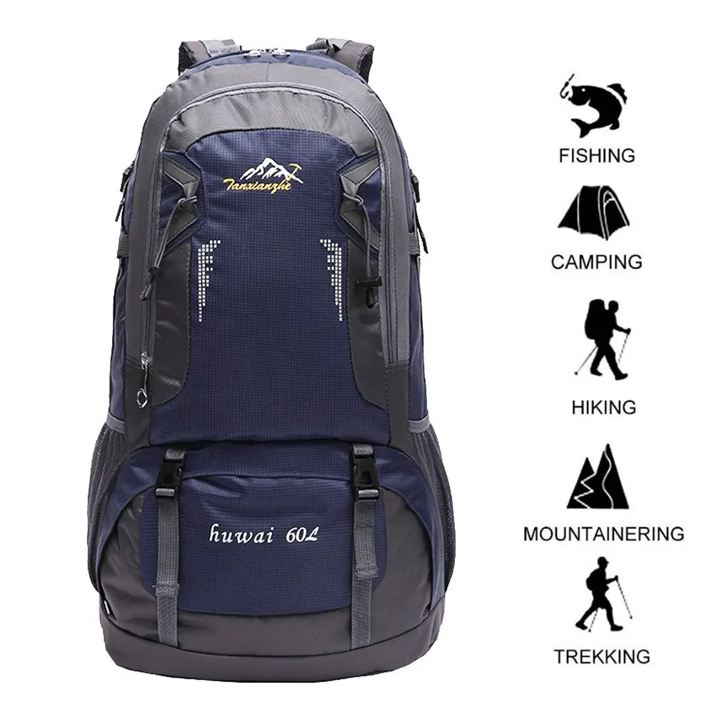 Extra Large 60L Nylon Waterproof Mountaineering Backpack Outdoor Sport