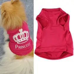 Лидер продаж 2016 года розовый собака Cat Одежда Лето жилет футболка корона дизайн Щенок Doggy Экипировка Одежда Доставка Распродажа