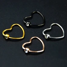 Showlove-2pcs титановый анодированный CZ драгоценный камень Daith сердце Спиральные серьги ушной хрящ пирсинг губы Нос Кольца ювелирные изделия для тела 16 г