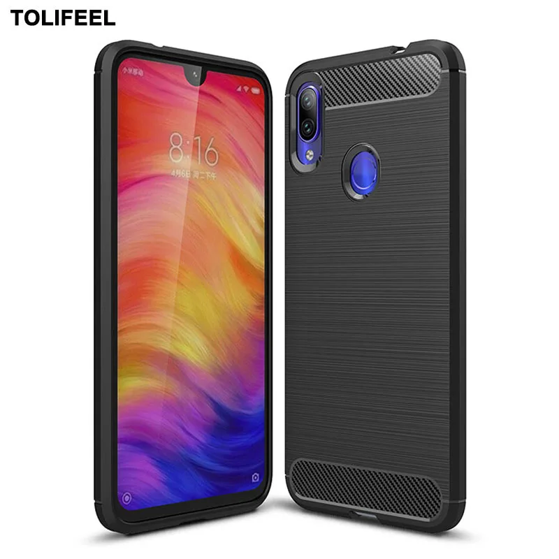 Чехол Redmi 7 мягкий ударостойкий силиконовый чехол TPU из углеродного волокна для