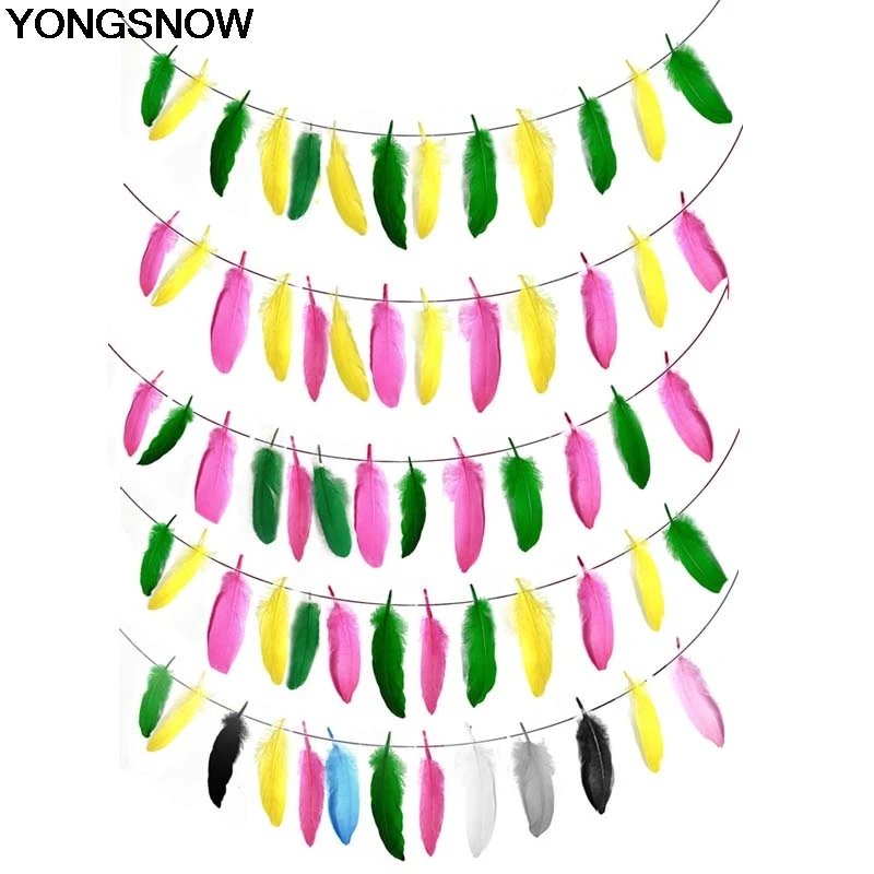 YONGSNOW Soild красочные перья баннер гирлянда бантик флаг для дня рождения вечерние