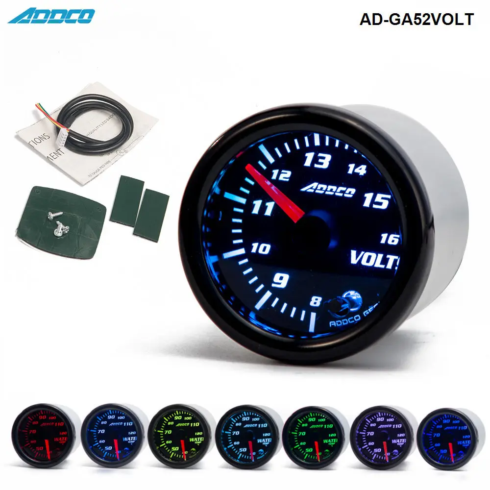 2/" 52mm Universal Car LED Smoke Lens 8-16V Voltmeter Volt Voltage Gauge Meter